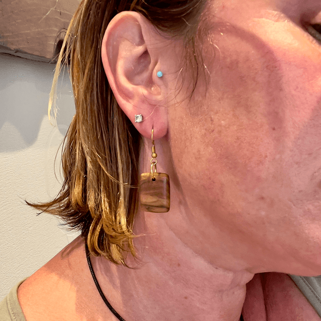 Boucle d oreille rectangle bois d’oliviers 