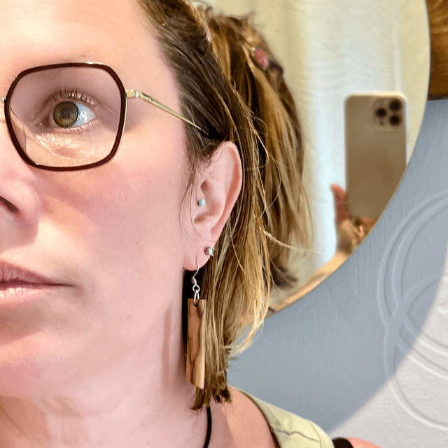 Boucle d oreille bois d’Olivier rectangle 
